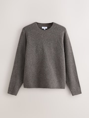 Neutral Relaxed Fit Cosy Crew Neck Jumper with Wool - Image 6 of 8
