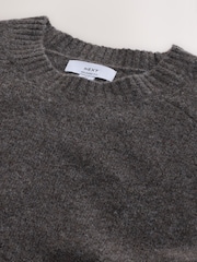 Neutral Relaxed Fit Cosy Crew Neck Jumper with Wool - Image 8 of 8