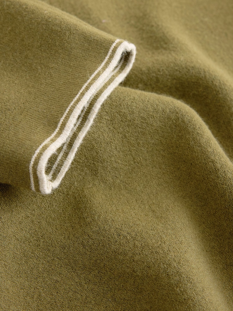 Olive Green N. Premium Tipped Long Sleeve Knitted Zip Neck Polo Shirt - Image 8 of 8 Olive Green N. Premium Tipped Long Sleeve Knitted Zip Neck Polo Shirt - Image 8 of 8