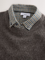 Մոխրագույն - Cosy Mock Shirt Jumper with Wool - Պատկեր 8 9-ից