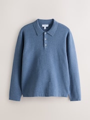 Light Blue N. Premium Ultrasoft Smart knitted Polo Shirt with Wool - Image 6 of 8