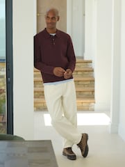 Burgundy Red Ultrasoft Smart knitted Polo Shirt with Wool - Image 2 of 8