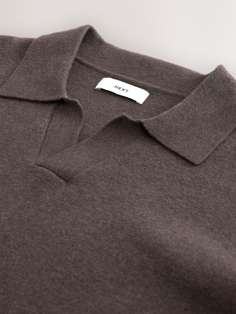 Brown Ultrasoft Knitted Trophy Neck Jumper with Wool - Image 2 of 3 Brown Ultrasoft Knitted Trophy Neck Jumper with Wool - Image 2 of 3