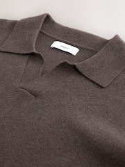 Brown Ultrasoft Knitted Trophy Neck Jumper with Wool - Image 7 of 8