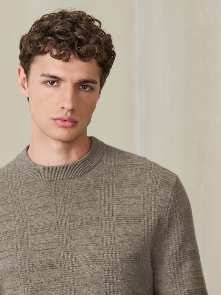 Dark Stone N. Premium Textured Knitted Jumper - Image 1 of 8 Dark Stone N. Premium Textured Knitted Jumper - Image 1 of 8