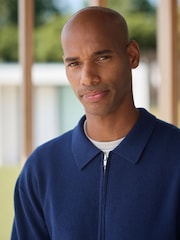 Navy Blue N. Premium Zip Through Ultrasoft Knitted Jacket - Image 4 of 9