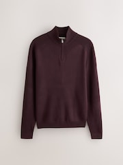 Pourpre foncé - Pull N. Premium Coupe ajustée à quart de fermeture éclair - Image 1 de 3