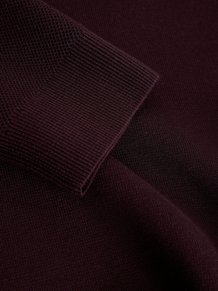 Pourpre foncé - Pull N. Premium Coupe ajustée à quart de fermeture éclair - Image 2 de 3 Pourpre foncé - Pull N. Premium Coupe ajustée à quart de fermeture éclair - Image 2 de 3