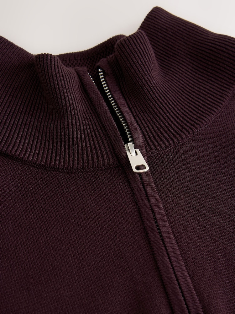 Pourpre foncé - Pull N. Premium Coupe ajustée à quart de fermeture éclair - Image 3 de 3 Pourpre foncé - Pull N. Premium Coupe ajustée à quart de fermeture éclair - Image 3 de 3