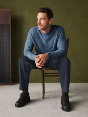 Blue Textured Crew Neck Jumper - Image 3 of 8