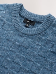 Blue Textured Crew Neck Jumper - Image 7 of 8