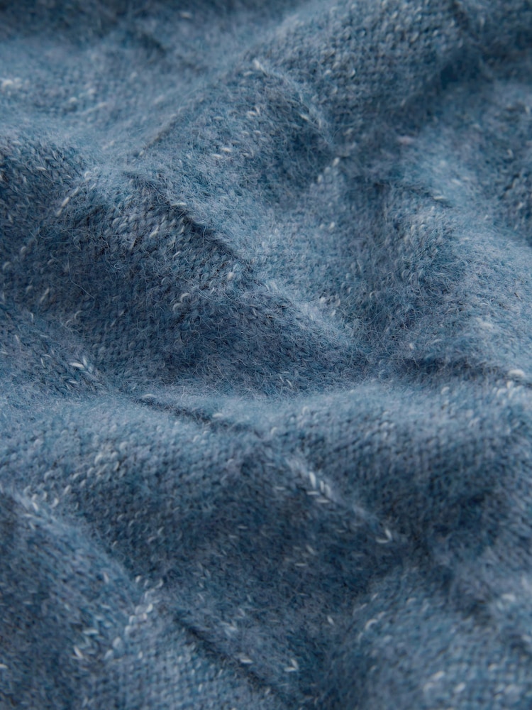 Blue Textured Crew Neck Jumper - Image 8 of 8