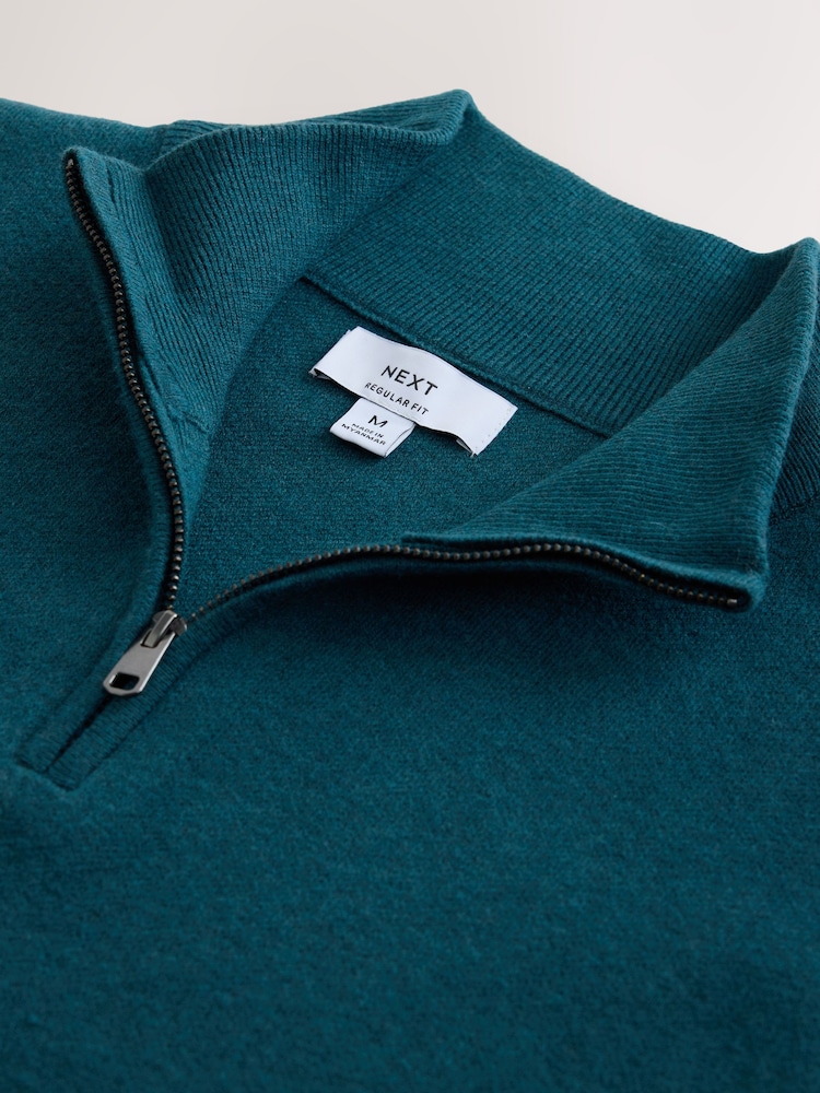 Green N. Premium Ultrasoft Quarter Zip Knitted Jumper - Image 2 of 3