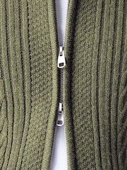 Vert kaki - Pull à fermeture éclair en maille torsadée - Image 6 de 9