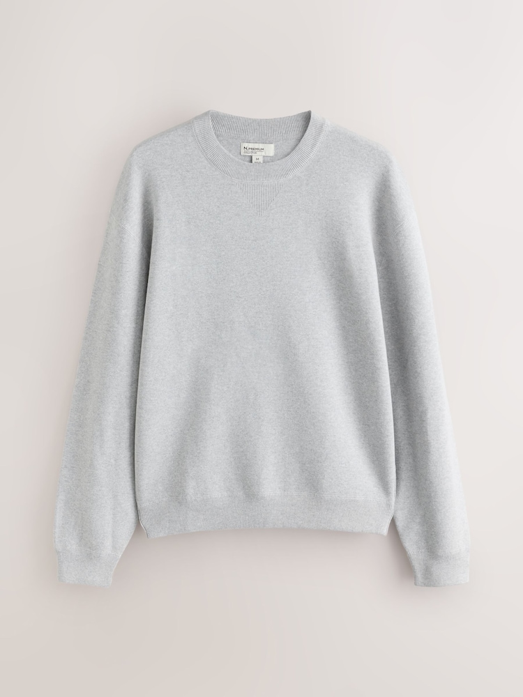 グレー - Relaxed Fit Mid Weight Knitted Sweatshirt - 画像 1 / 3
