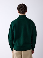Vert à motif graphique - Pull confortable décontracté à col zippé - Image 4 de 8