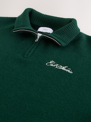 Vert à motif graphique - Pull confortable décontracté à col zippé - Image 7 de 8