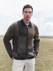 Brown Cosy Patchwork Knitted Jacket - Image 1 of 5