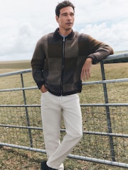 Brown Cosy Patchwork Knitted Jacket - Image 3 of 5