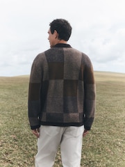 Brown Cosy Patchwork Knitted Jacket - Image 4 of 5