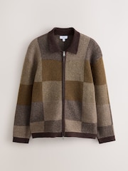 Brown Cosy Patchwork Knitted Jacket - Image 6 of 8
