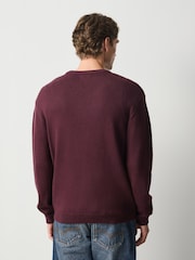 Burgundy Red Duck Graphic Knitted Crew Neck Jumper - Image 4 of 8