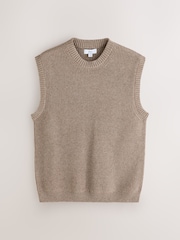 Neutral Ribbed Knitted Tank Crew Neck Jumper - Image 1 of 3