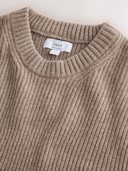 Neutral Ribbed Knitted Tank Crew Neck Jumper - Image 2 of 3