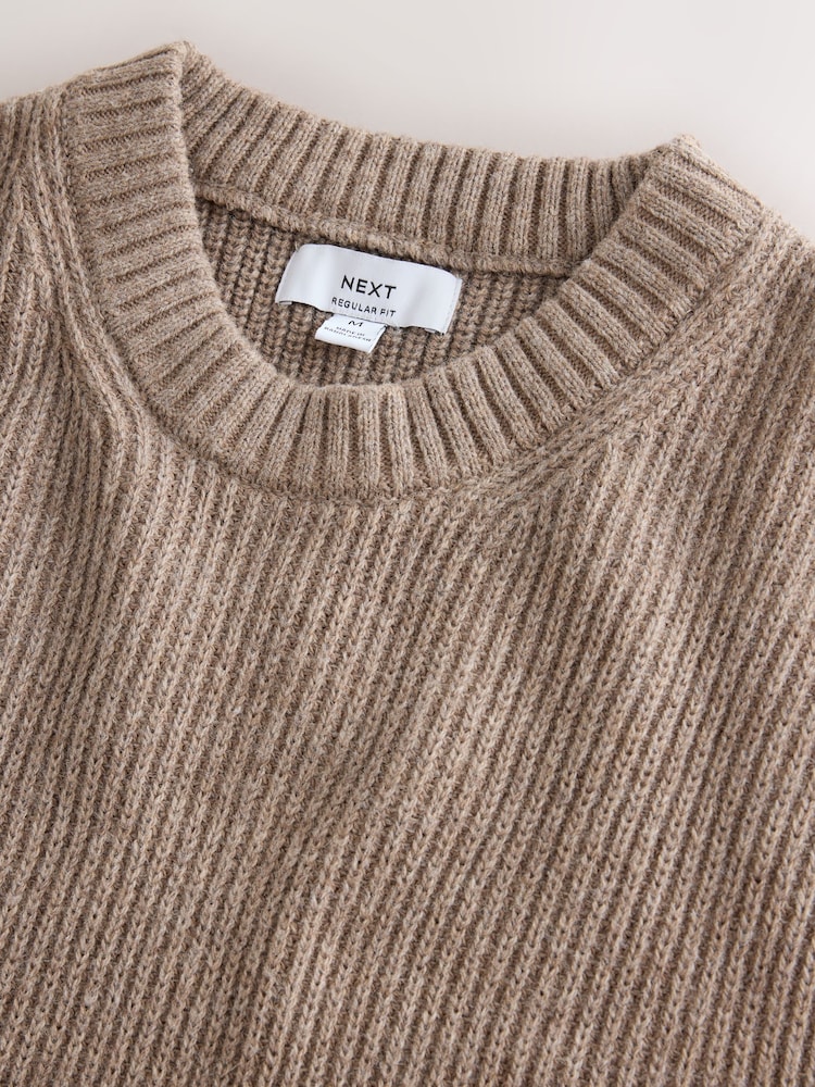 Neutral Ribbed Knitted Tank Crew Neck Jumper - Image 2 of 3 Neutral Ribbed Knitted Tank Crew Neck Jumper - Image 2 of 3