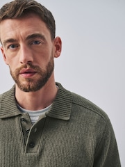 Зеленый - Chenille Rib Polo Shirt - Изображение 1 8