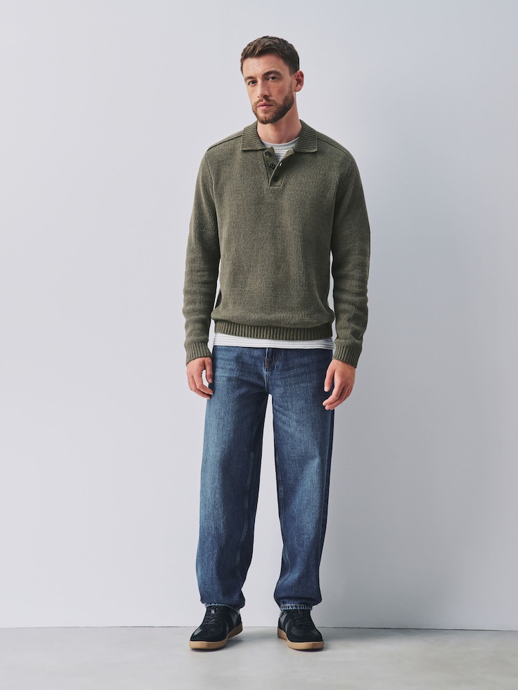 Зеленый - Chenille Rib Polo Shirt - Изображение 2 8