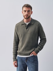 Зеленый - Chenille Rib Polo Shirt - Изображение 5 8