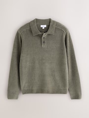 Зеленый - Chenille Rib Polo Shirt - Изображение 6 8
