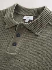 Зеленый - Chenille Rib Polo Shirt - Изображение 7 8