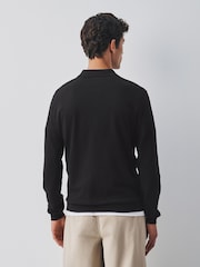 Black Long Sleeve Knitted Polo Shirt - Image 2 of 8