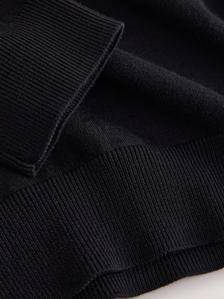 Black Long Sleeve Knitted Polo Shirt - Image 8 of 8