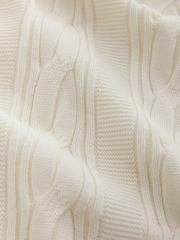 Lomená bílá - Short Sleeve Cable Knit Tipped Polo Shirt - Obrázek 6 z 7