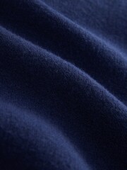 Navy Blue N. Premium Tipped Long Sleeve Knitted Zip Neck Polo Shirt - Image 8 of 8