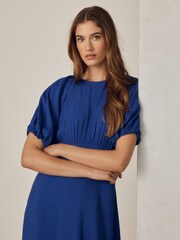 Blue Ultrasoft Smart knitted Polo Shirt with Wool - Image 4 of 5