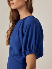 Blue Ultrasoft Smart knitted Polo Shirt with Wool - Image 5 of 5