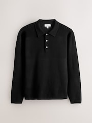 Black Ultrasoft Smart knitted Polo Shirt with Wool - Image 6 of 8