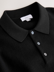 Black Ultrasoft Smart knitted Polo Shirt with Wool - Image 7 of 8