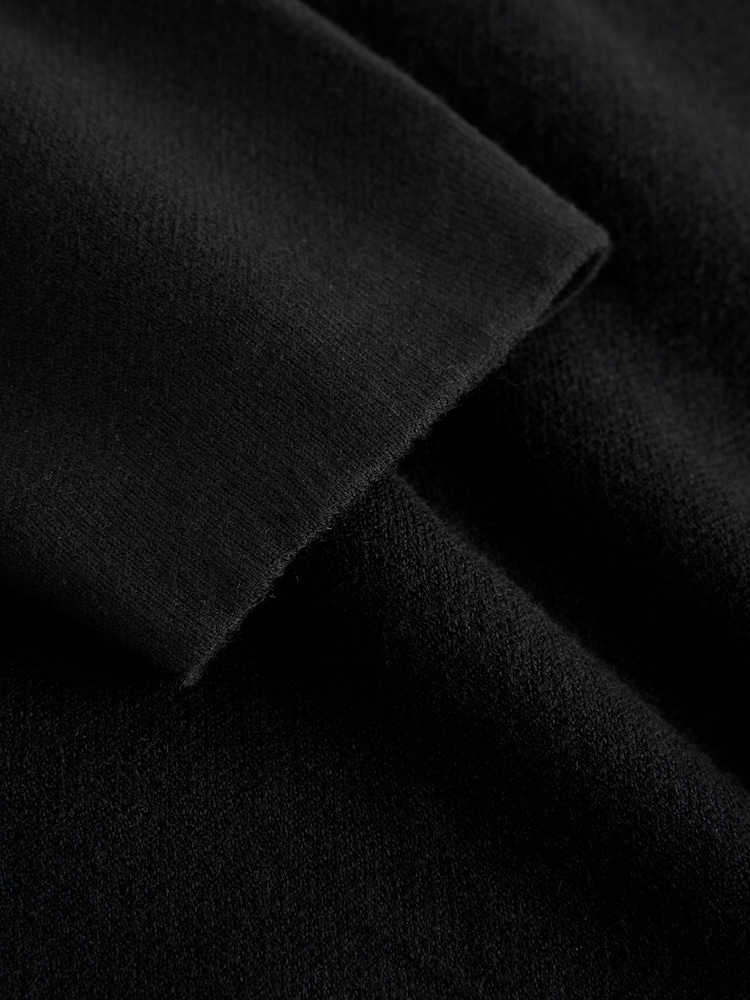 Black Ultrasoft Smart knitted Polo Shirt with Wool - Image 8 of 8