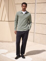Sage Green Ultrasoft Knitted Trophy Neck Jumper with Wool - Image 2 of 3
