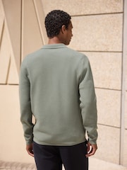 Sage Green Ultrasoft Knitted Trophy Neck Jumper with Wool - Image 4 of 7