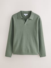 Sage Green Ultrasoft Knitted Trophy Neck Jumper with Wool - Image 5 of 7