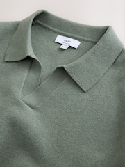 Sage Green Ultrasoft Knitted Trophy Neck Jumper with Wool - Image 6 of 7