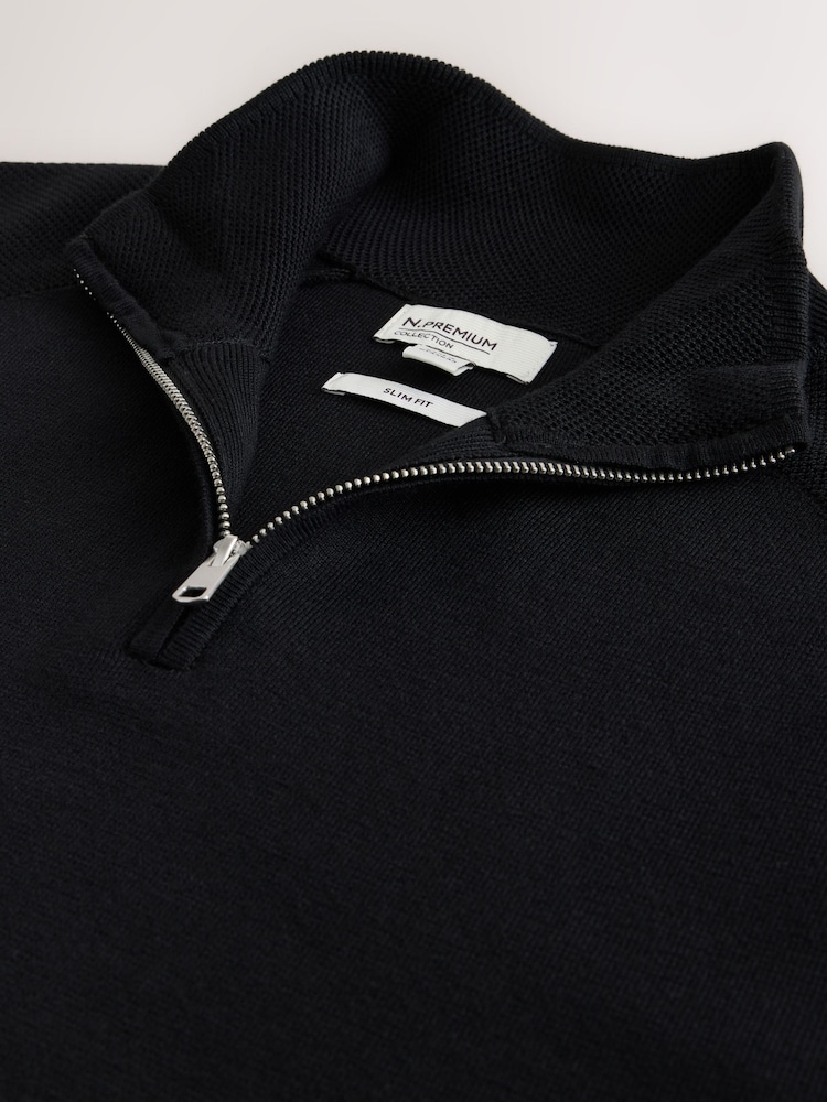 Black N Premium Slim Fit Quarter Zip Jumper - Image 3 of 3