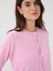 CULTURE Pink Annemarie Scallop Long Sleeve Cardigan - Image 4 of 6