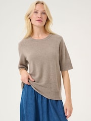 CULTURE Natural Hedi Arrow Short Sleeve Jumper - Image 1 of 6